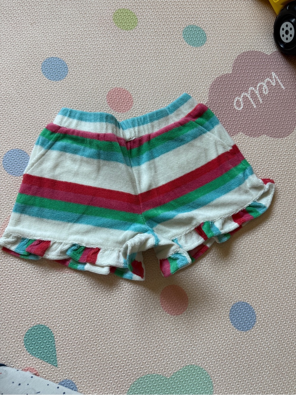 Mini Boden Striped Ruffle short